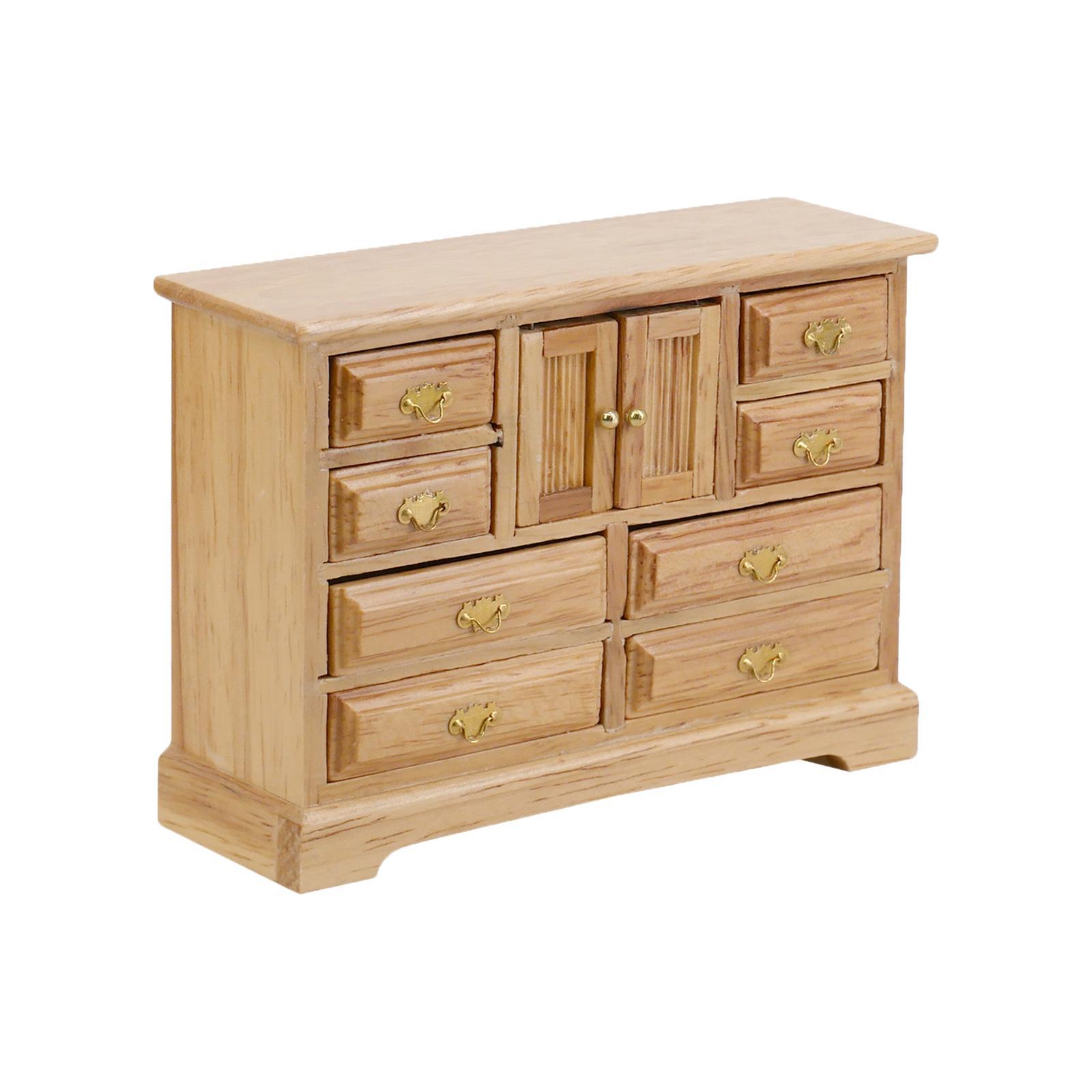 1/12 Miniature Dollhouse Cabinet Play Toy Wooden Bedroom Furniture