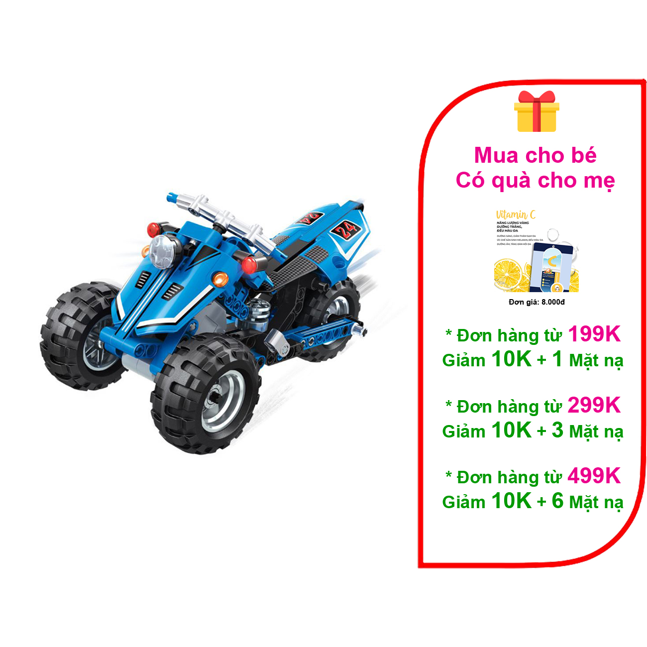 Đồ chơi lắp ráp xe mô tô ba bánh loại lớn