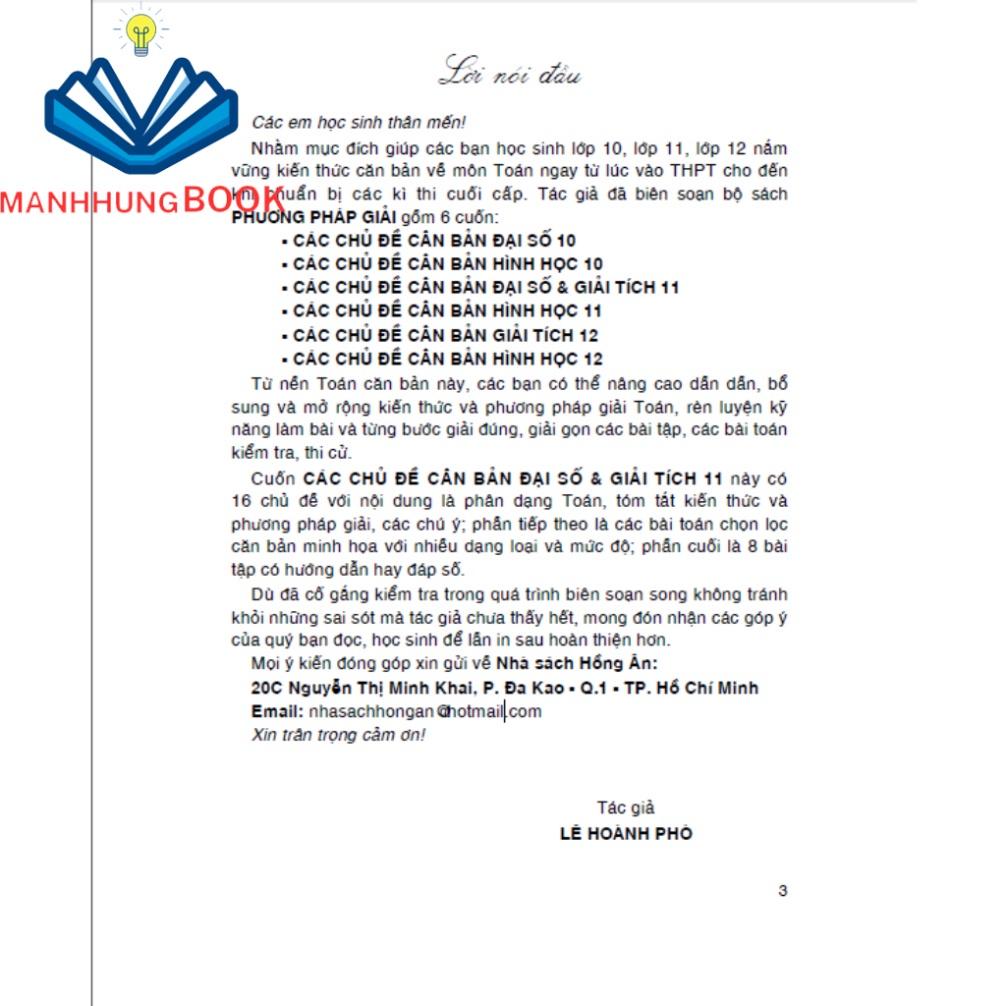 Hình ảnh SÁCH - Phương pháp giải các chủ đề căn bản đại số & giải tích 11 (dùng chung cho các bộ sgk hiện hành)