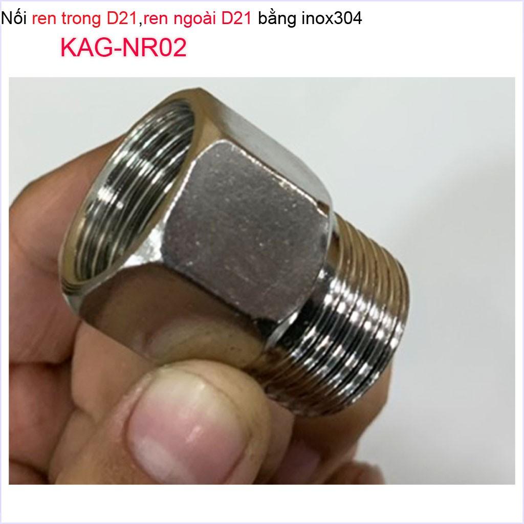 Nối ren trong ren ngoài D21 Nixcor KAG-NR02 Đầu nối đổi ren KAG-RN02 inox- Phụ kiện đổi ren Inox-Đồng