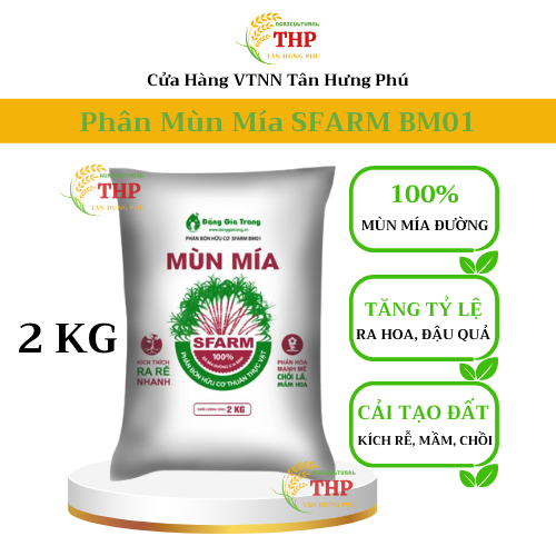 Phân mùn mía Sfarm 2kg 100% hữu cơ từ thực vật | Phân Bón
