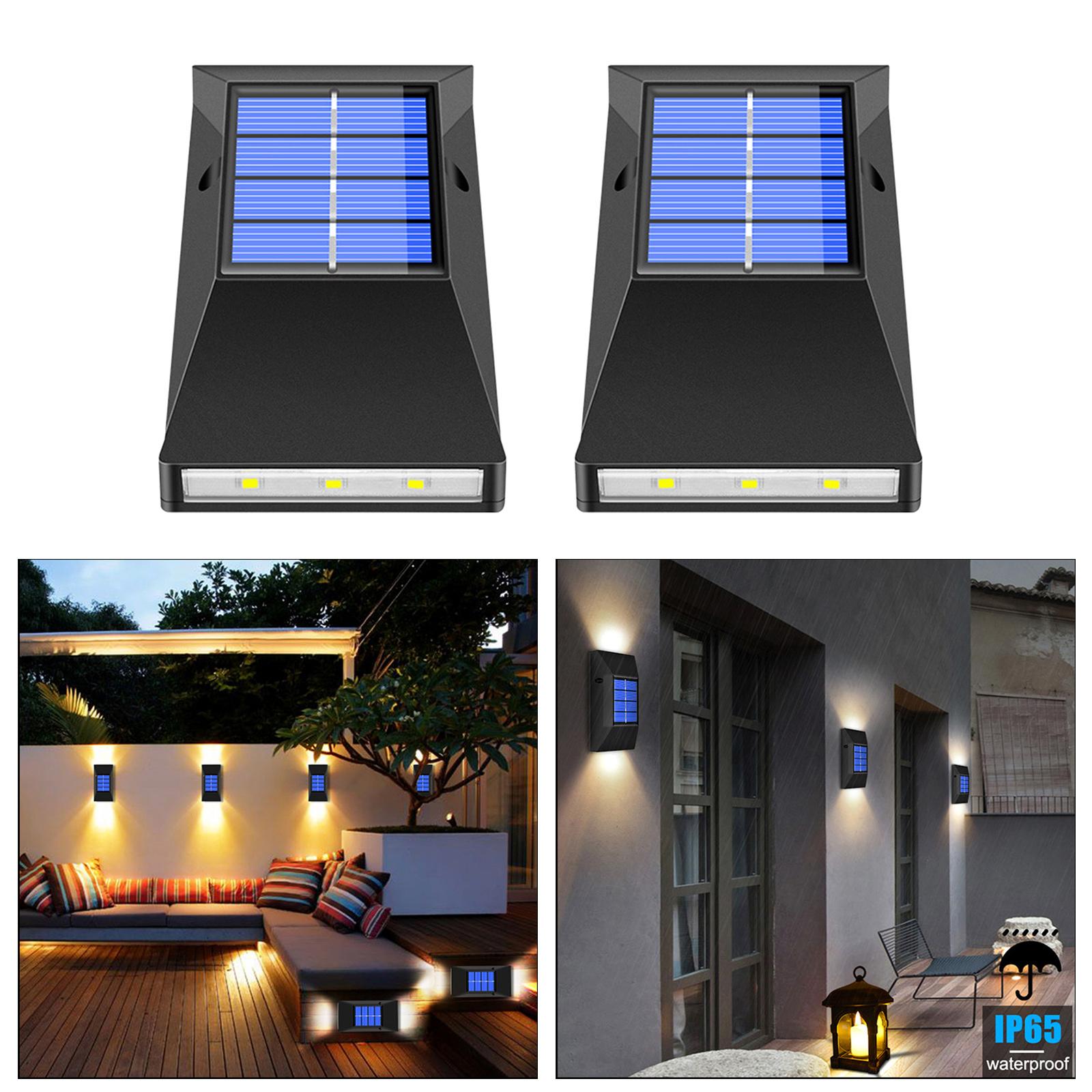 2 Pack Solar Deck Lights Outdoor Waterproof, Solar Powered Wall Lights Fence Lights Night Outside Lights Decorations for Steps Stairs Walkway Fences
