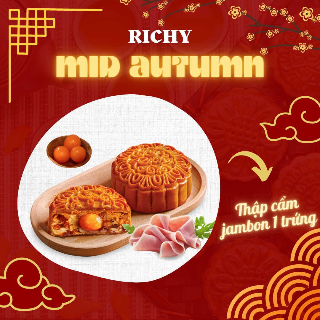 Bánh Trung Thu Richy - bánh nướng thập cẩm Jambon bát bửu 1 trứng 150g