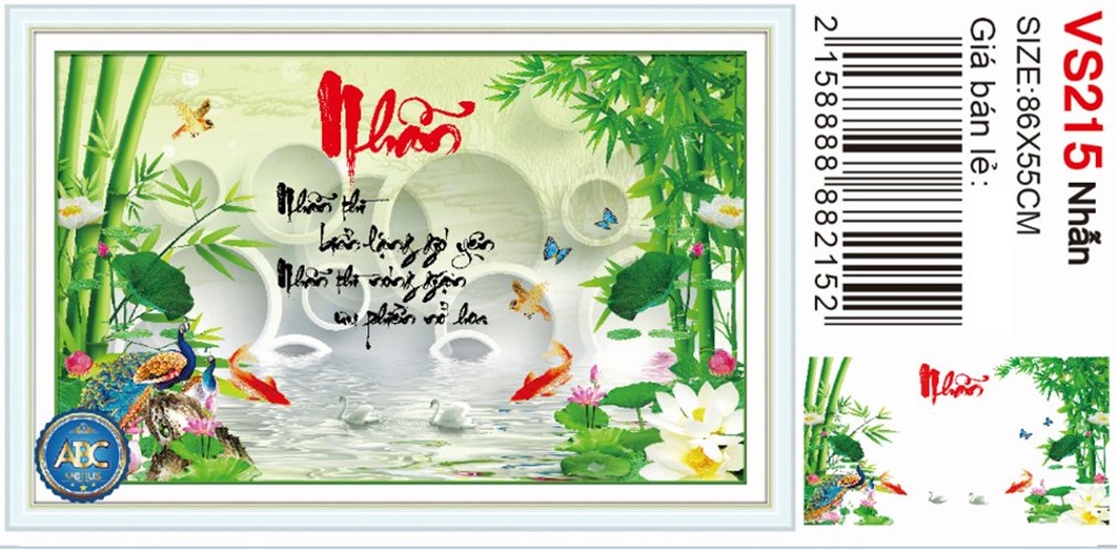 Tranh đính đá nhẫn một chút sóng yên gió lặng VS215 - 86 x 55 cm - chưa đính