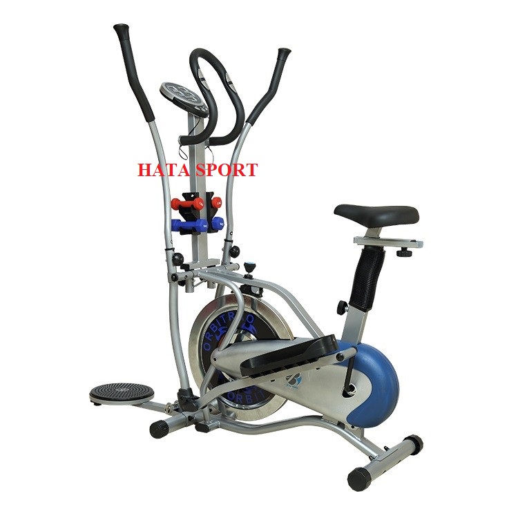 Xe đạp tập thể dục tập gym tại nhà HT600S HATA SPORT kết hợp xoay eo tặng kèm 2 cặp tạ tay 1kg và 0.5kg, giảm cân, giảm mỡ bụng hiệu quả