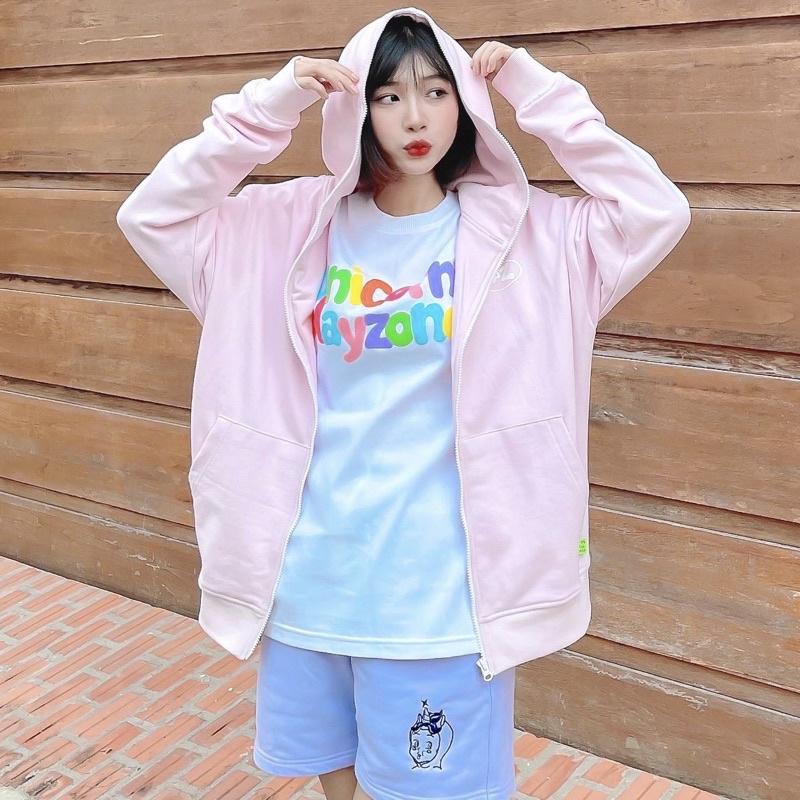 UPZ Áo Khoác Hoodie Dây Kéo In Unicorn Play Zone Chữ Bảy Màu (Hồng)