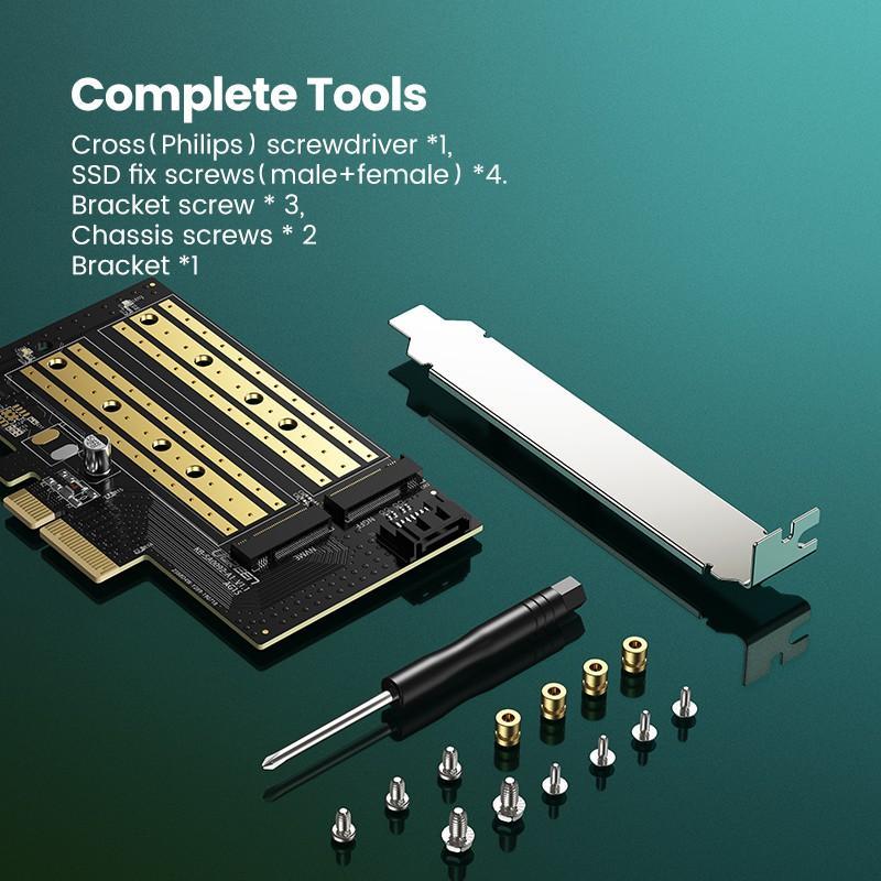 Cạc mở rộng UGREEN PCIE sang M2 NVMe M.2 PCI 32Gbps PCI-E x4/8/16 M&B Key SSD