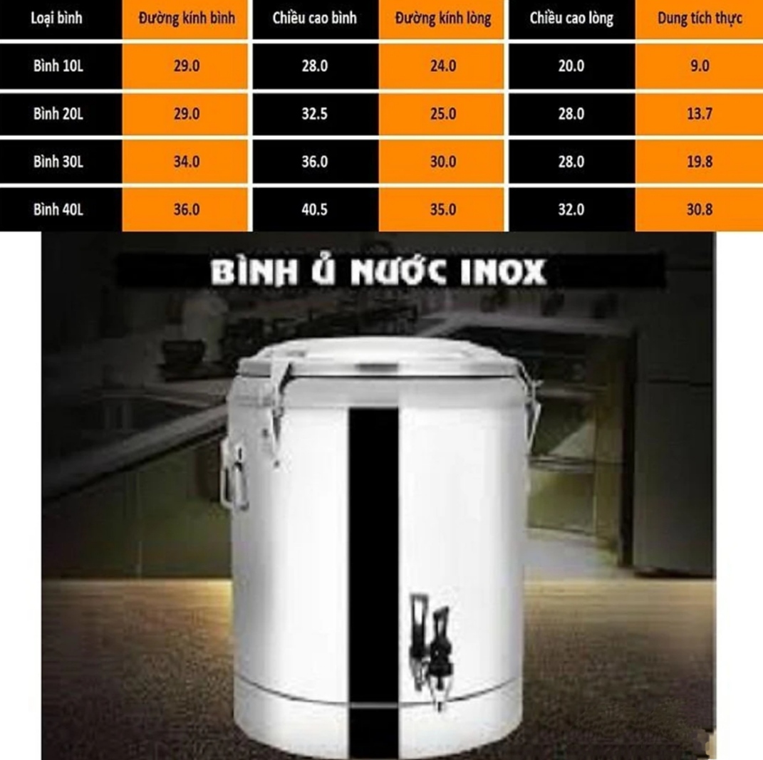 Bình giữ nhiệt Inox có vòi cách nhiệt ( tặng sét 4 co vs vòi)