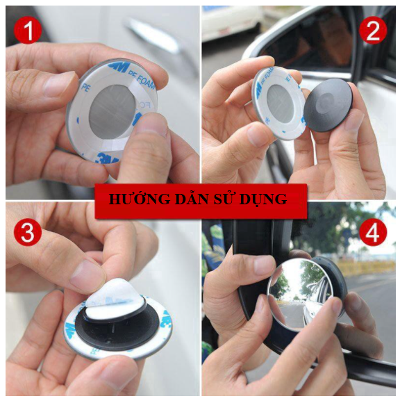 Bộ 2 Gương Cầu Lồi Gắn Kính Hậu Ô Tô Xoay 360 - Gương Cầu Mini Xóa Điểm Mù Ô Tô, Xe Hơi