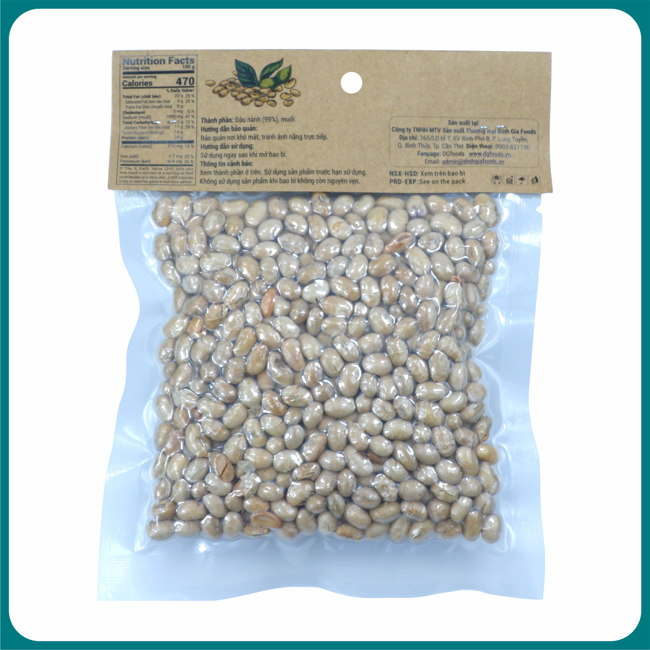 Đậu nành rang 100g - Non GMO/ DGfoods/Roasted soybean/HVNCLC/ HACCP/ HALAL/ Đặc sản Cần Thơ, Ăn chay được
