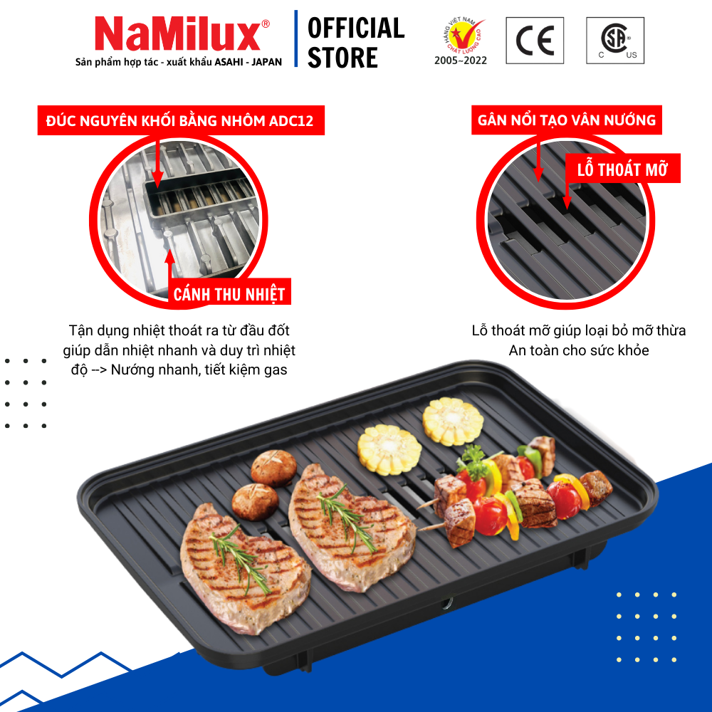 Vỉ Nướng Chống Dính NaMilux NH-GP84F│Phủ Lớp Chống Dính Teflon Whitford│Hàng Chính Hãng