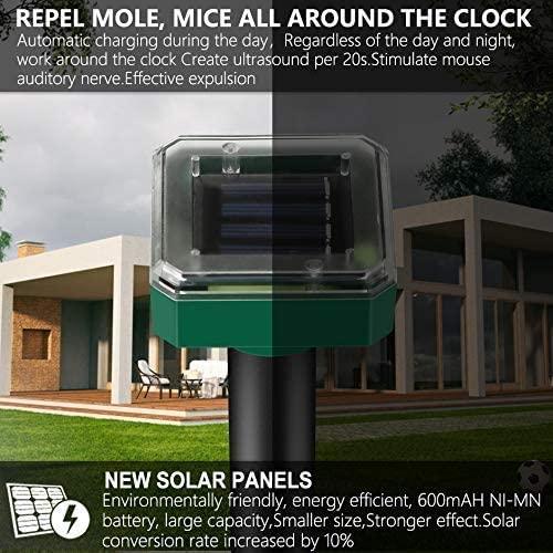 Máy Đuổi Chuột Ruồi Năng Lượng Mặt Trời Siêu Âm, 4 Gói Máy Đuổi Chuột Ruồi Năng Lượng Mặt Trời, Máy Đuổi Chuột Ngoài Trời Chống Nước IP65 Để Chống Gopher, Rắn, Chuột Chũi, Gián