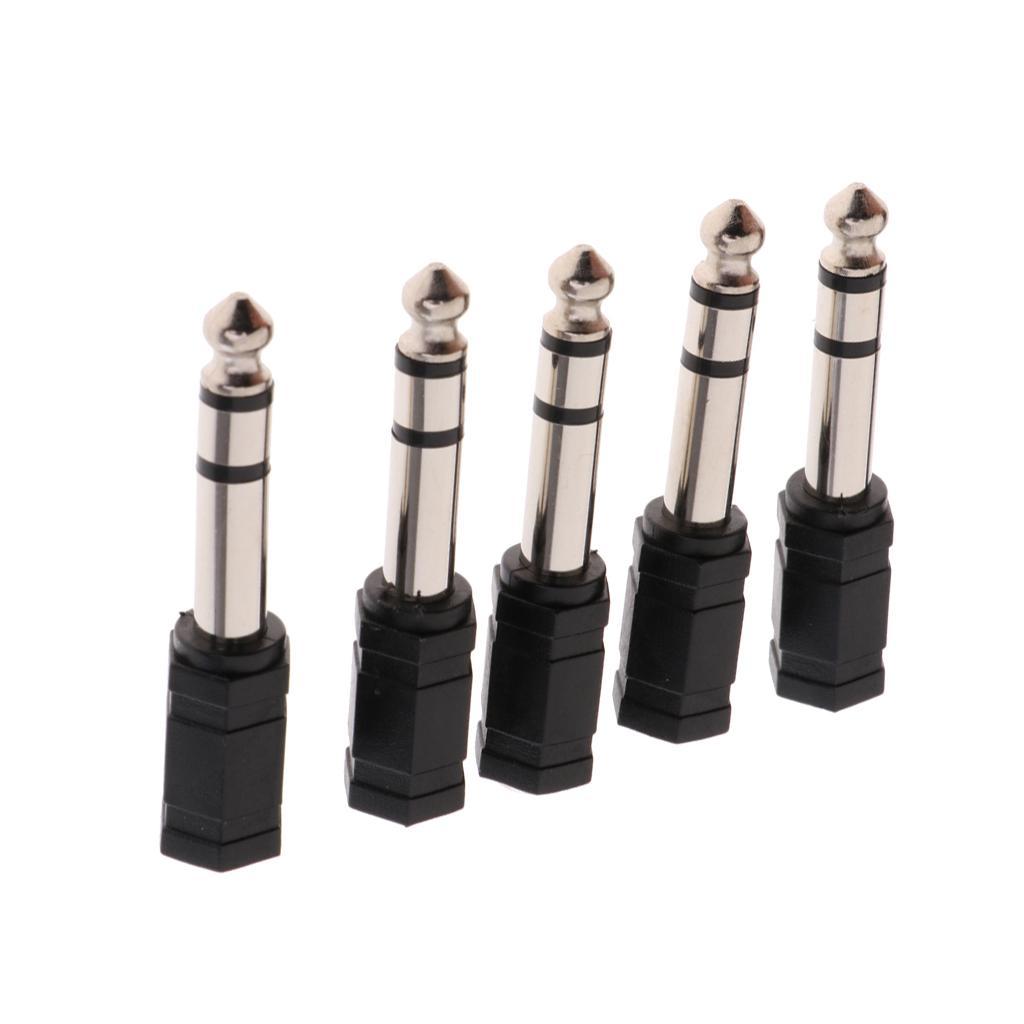 5x 6.35mm Male to 3.5 mm Female M/F Jack Audio Stereo Adapter Converter