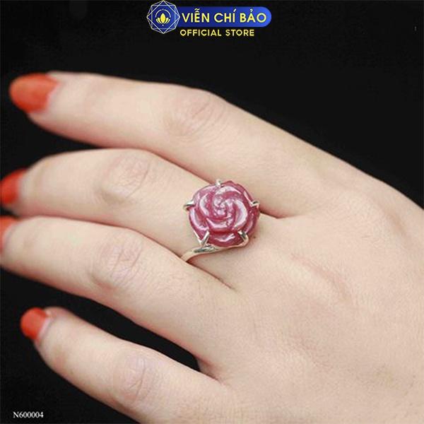 Nhẫn bạc nữ hoa mẫu đơn Ruby-7 chất liệu bạc S925 thời trang phụ kiện trang sức nữ thương hiệu Viễn Chí Bảo N600004