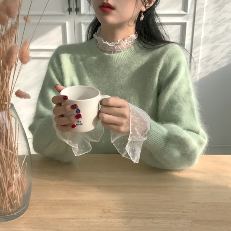Áo ren mỏng kiểu ulzzang hàn quốc - áo ren mặc trong