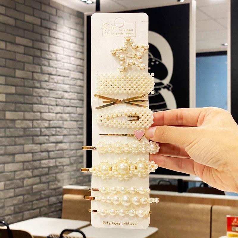 Sét 8 Kẹp Tóc Đính Đá Kiểu Hàn Quốc Xinh Xắn