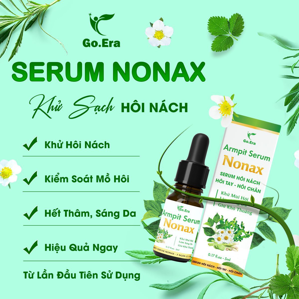 Serum Khử Mùi Cơ Thể Nonax Giảm Hôi Tay, Hôi Chân,Giảm Thâm Nách 5ML