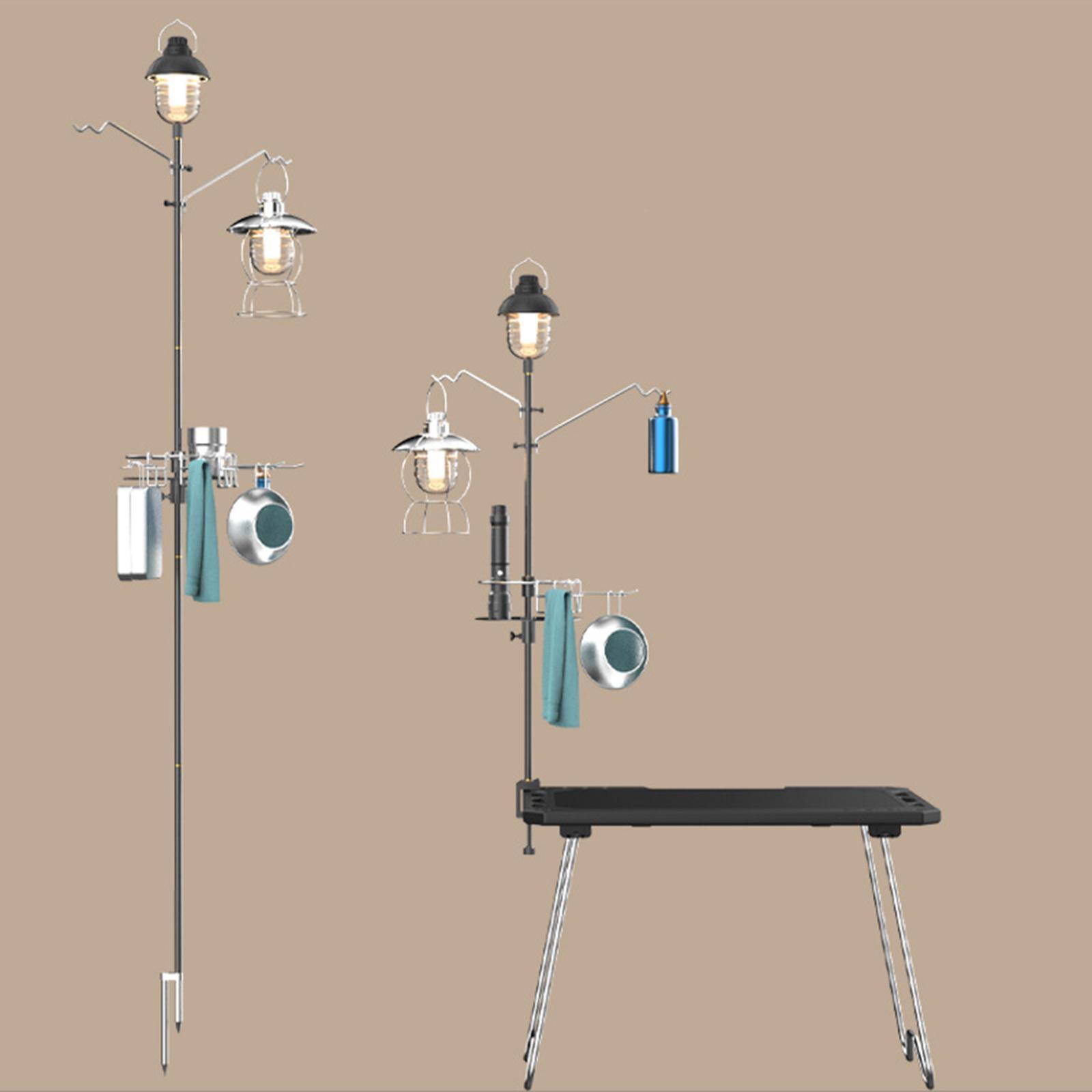 Camping Lantern Stand, Lantern Pole Hanger, Detachable Adjustable Light Holder, Camping Light Pole, for Fishing BBQ Backpacking Traveling Garden