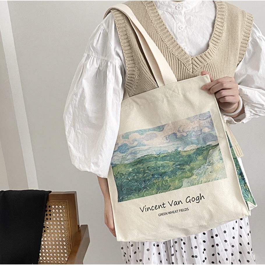 T280-281-282/ Túi vải túi tote vintage với chất liệu canvas dày dặn và khoá kéo cực kì thời trang