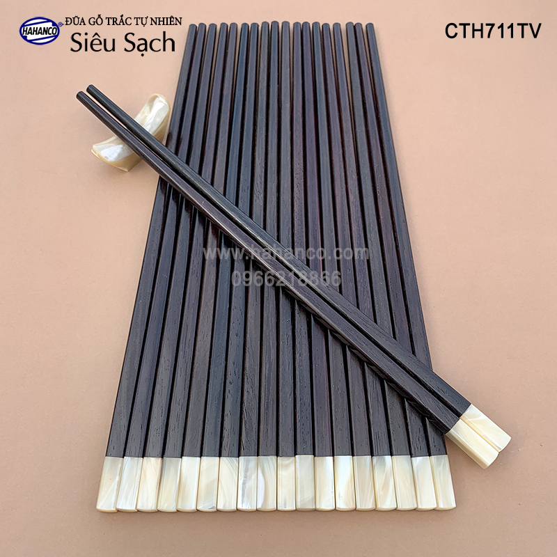 Đũa gỗ trắc vuông đầu ốc biển New Zealand Hàng VIP - đũa gỗ tự nhiên siêu sạch - an toàn cho sức khỏe - CTH711TV - Chopstick of HAHANCO