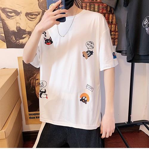 Áo thun unisex nam nữ tay lỡ phông form rộng teen cổ tròn oversize cotton giá rẻ basic đen trắng tee pull CHIBI HOẠT HÌNH