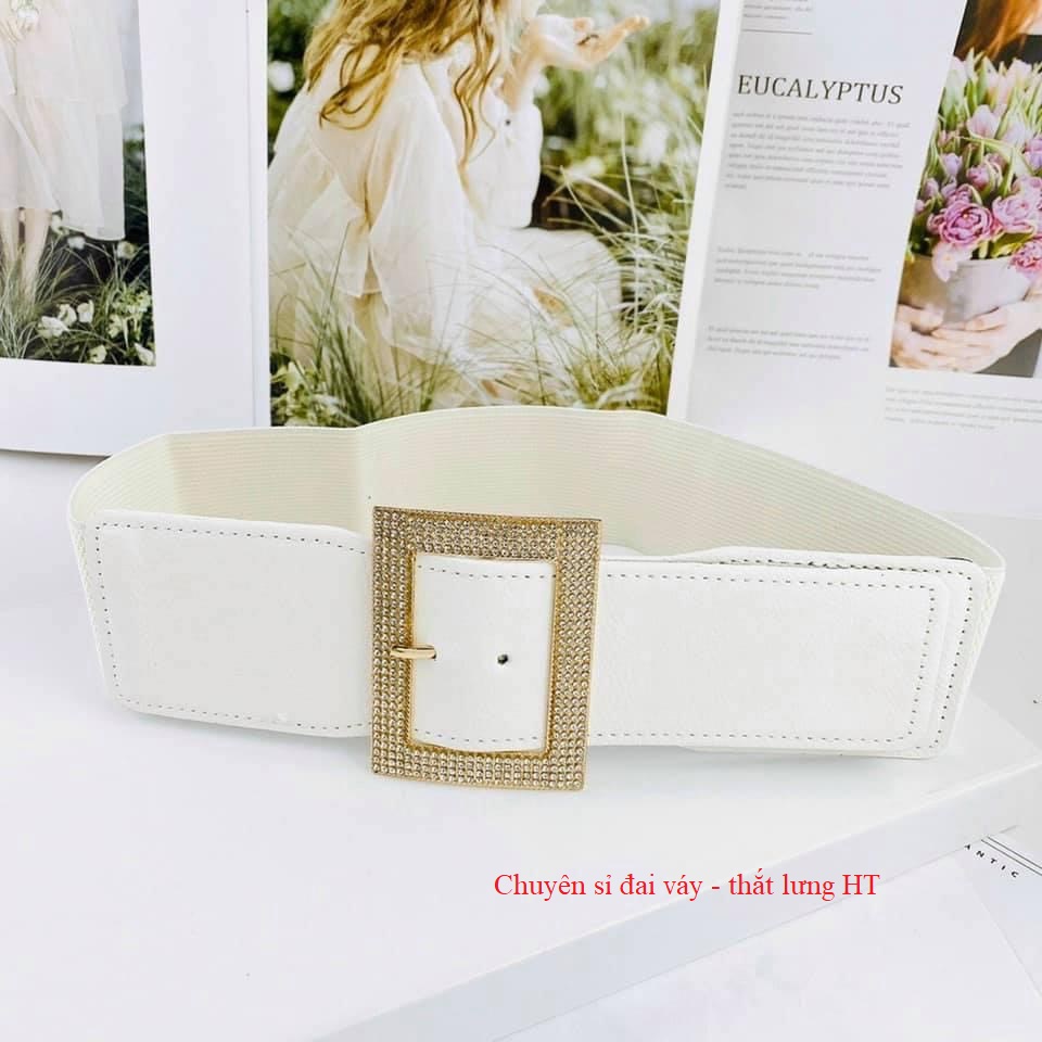 Đai váy Belt đính đá Bản to 6cm Mặt vuông thời trang