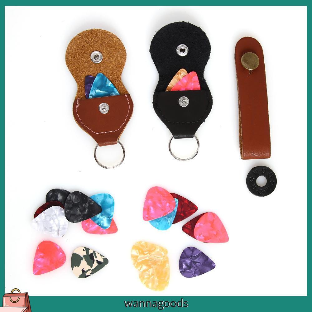 1 Bộ Móc Khóa Bao Da Đựng Miếng Gảy Đàn Guitar