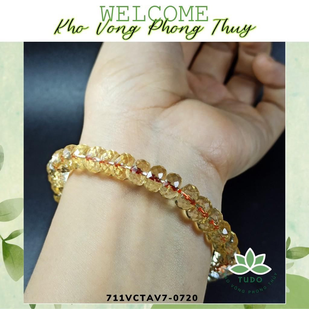 Vòng tay nữ thạch.anh.vàng bánh xe cắt giác size 7-11li cho mệnh Kim Thổ