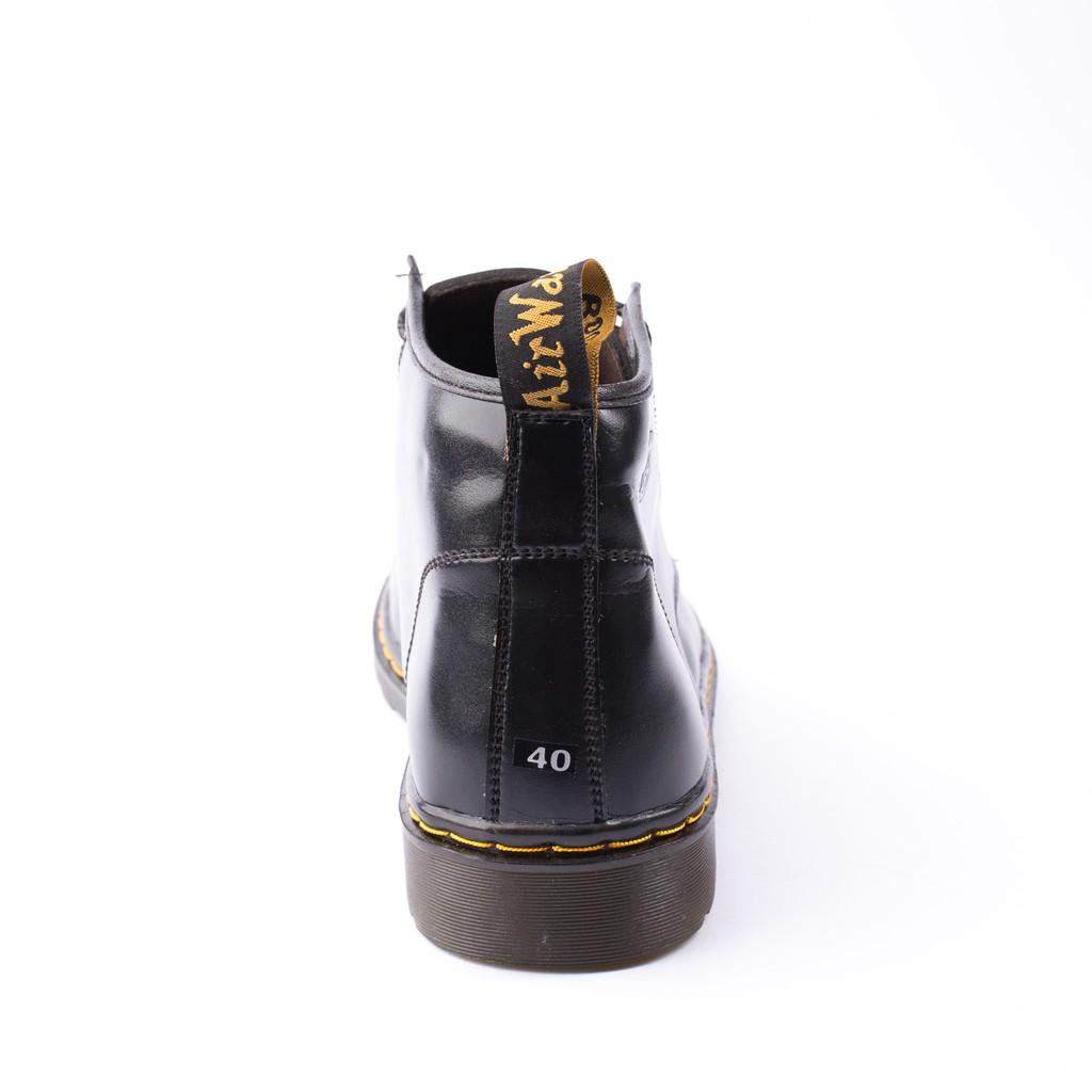 Giày Boot Nam Cổ Lửng Đế Khâu Da Trơn Màu Đen Cực Chất - M354-DEN (T)