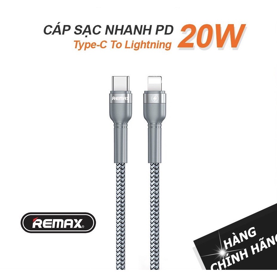 Dây sạc chính hãng Remax Type C to Lighning Remax RC-171cl cáp sạc nhanh 20w cho 14 pro max trở xuống - Hàng Chính Hãng Remax