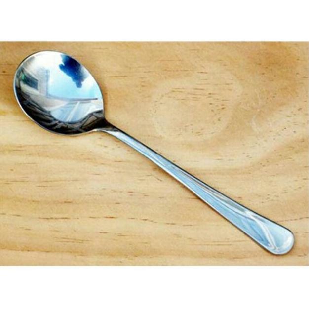 Thìa inox ăn cơm cháo súp cán dài 17.5cm SG03 (thìa sup trơn SG)