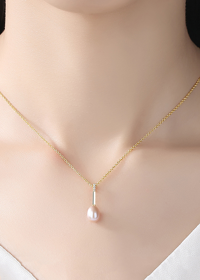 Dây Chuyền Ngọc Trai Cao Cấp DB2350 Cỡ Hạt 7x9 Bảo Ngọc Jewelry