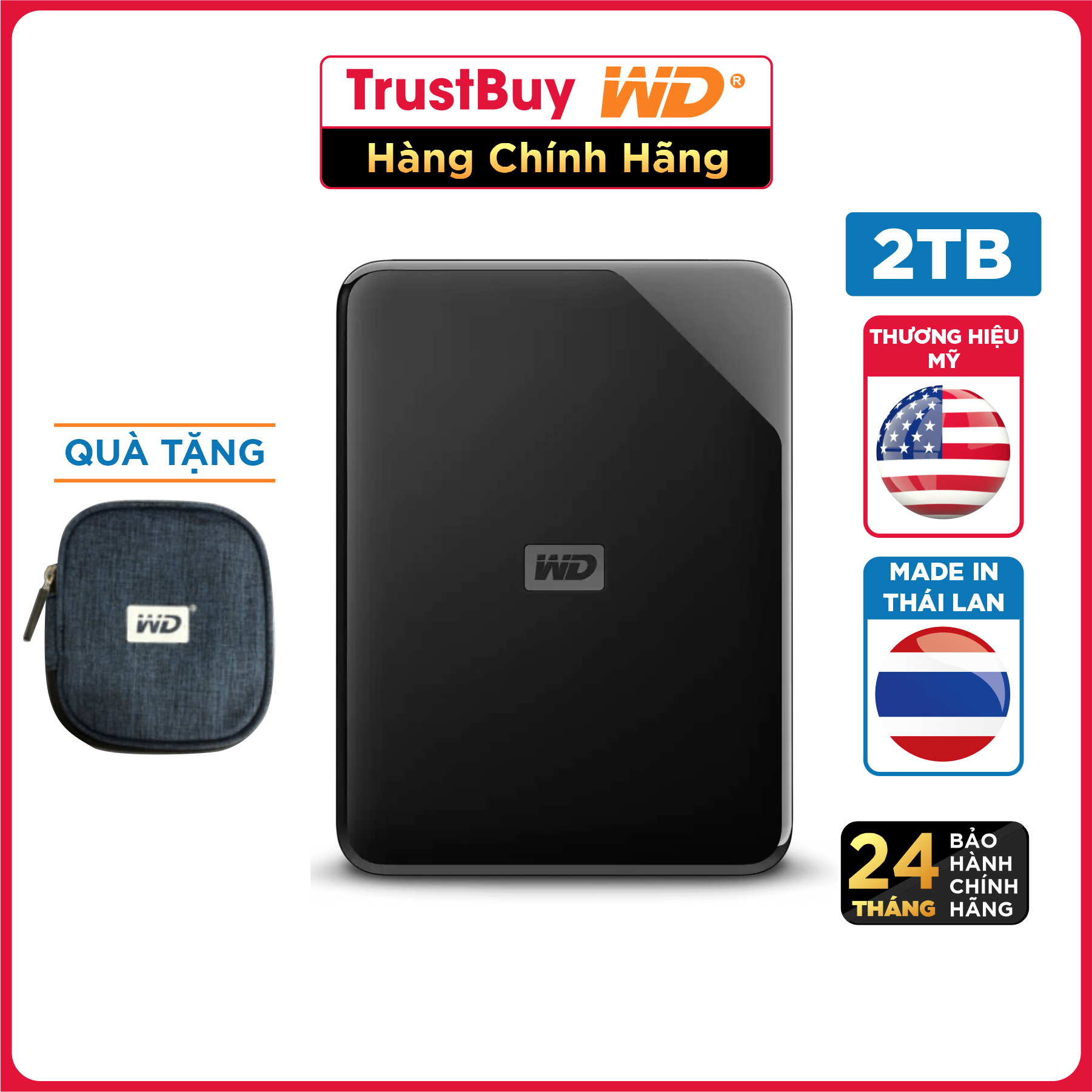 Ổ Cứng Di Động WD Elements SE 2TB 2.5 USB 3.0 - Hàng Chính Hãng