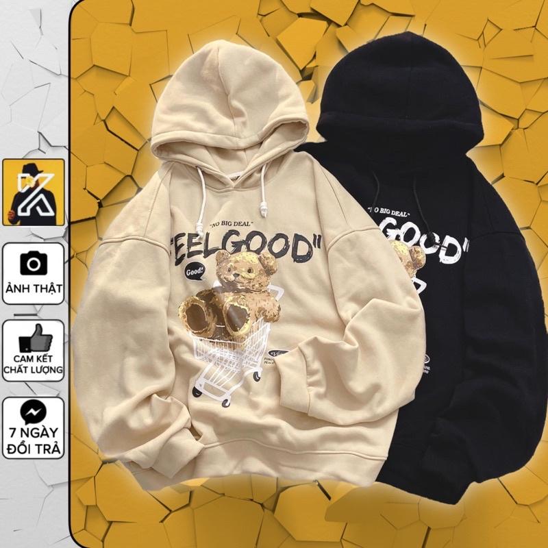 Áo Hoodie Nỉ Dáng Rộng in gấu BEAR 3D, khoác nỉ có nón chất sịn xọ