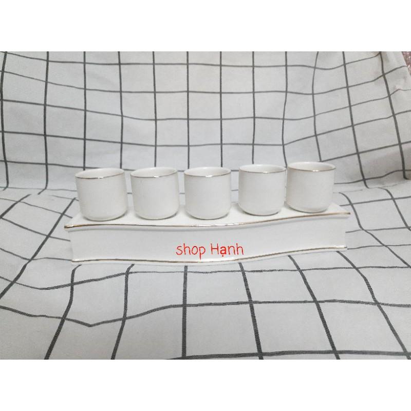 Bộ 5 chung Ông Địa Thần Tài sứ trắng cao cấp