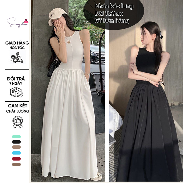 Đầm maxi đi biển, váy xoè dự tiệc