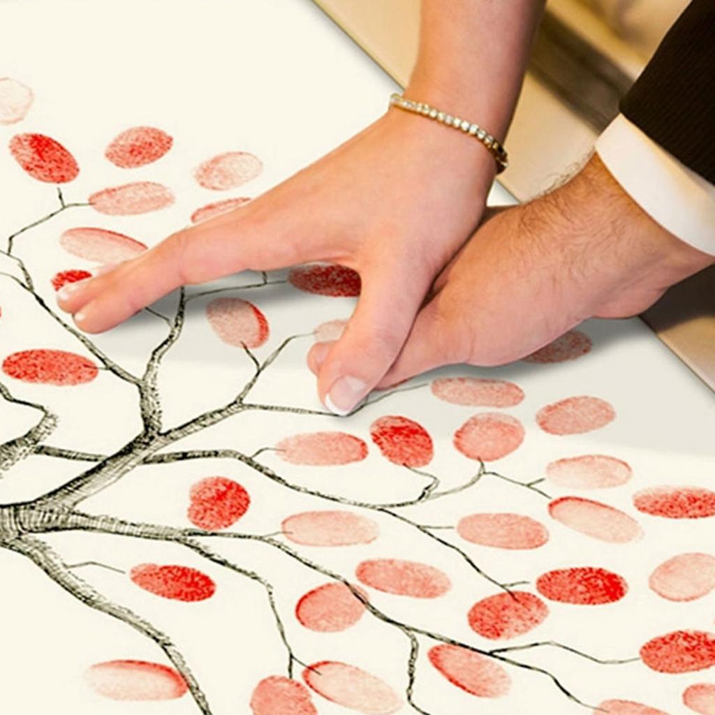 Wedding Party Fingerprint Tree Guest Book Signature Painting 30x40cm