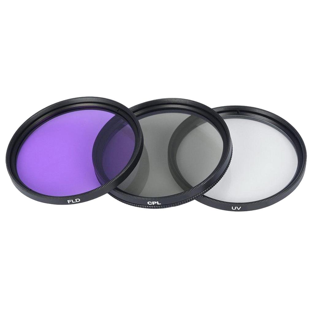 3 In 1 FLD UV CPL Lens Filter With Carry Bag For Canon Sony DSLR Camera