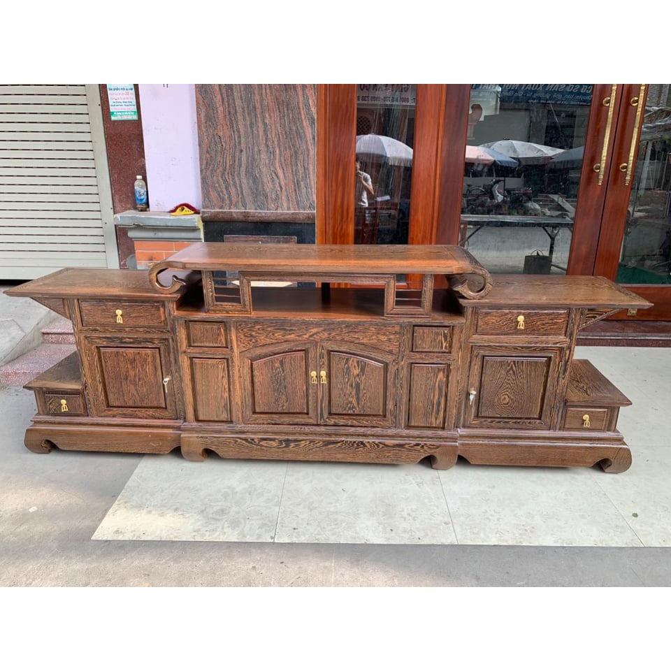 kệ tivi sừng trâu gỗ mun đuôi công 2m4