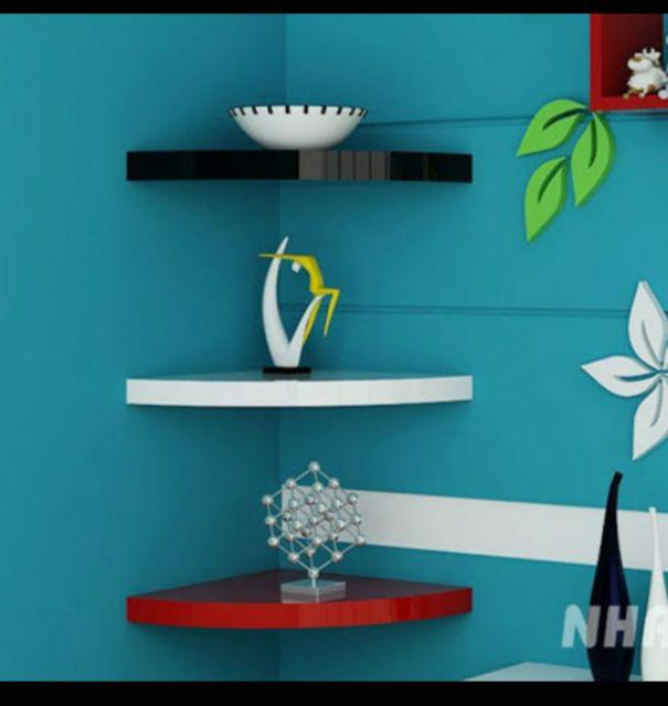 Bộ 3 thanh kệ trang trí góc tường gỗ lõi xanh chống ẩm cao cấp