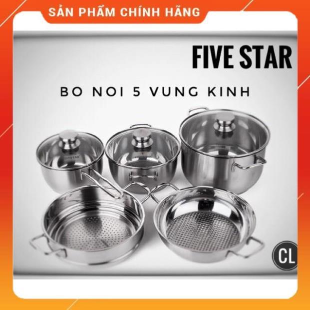 Bộ nồi cao cấp 5 Fivestar inox nắp kính đáy từ
