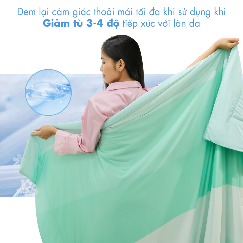 [CHĂN HÈ MÁT LẠNH] Mền lạnh I Cool Advance NIN House NM8036 2mx2m2 | Chăn chần bông Ice Silk lạnh như tencel, Chăn điều hoà nhiều độ