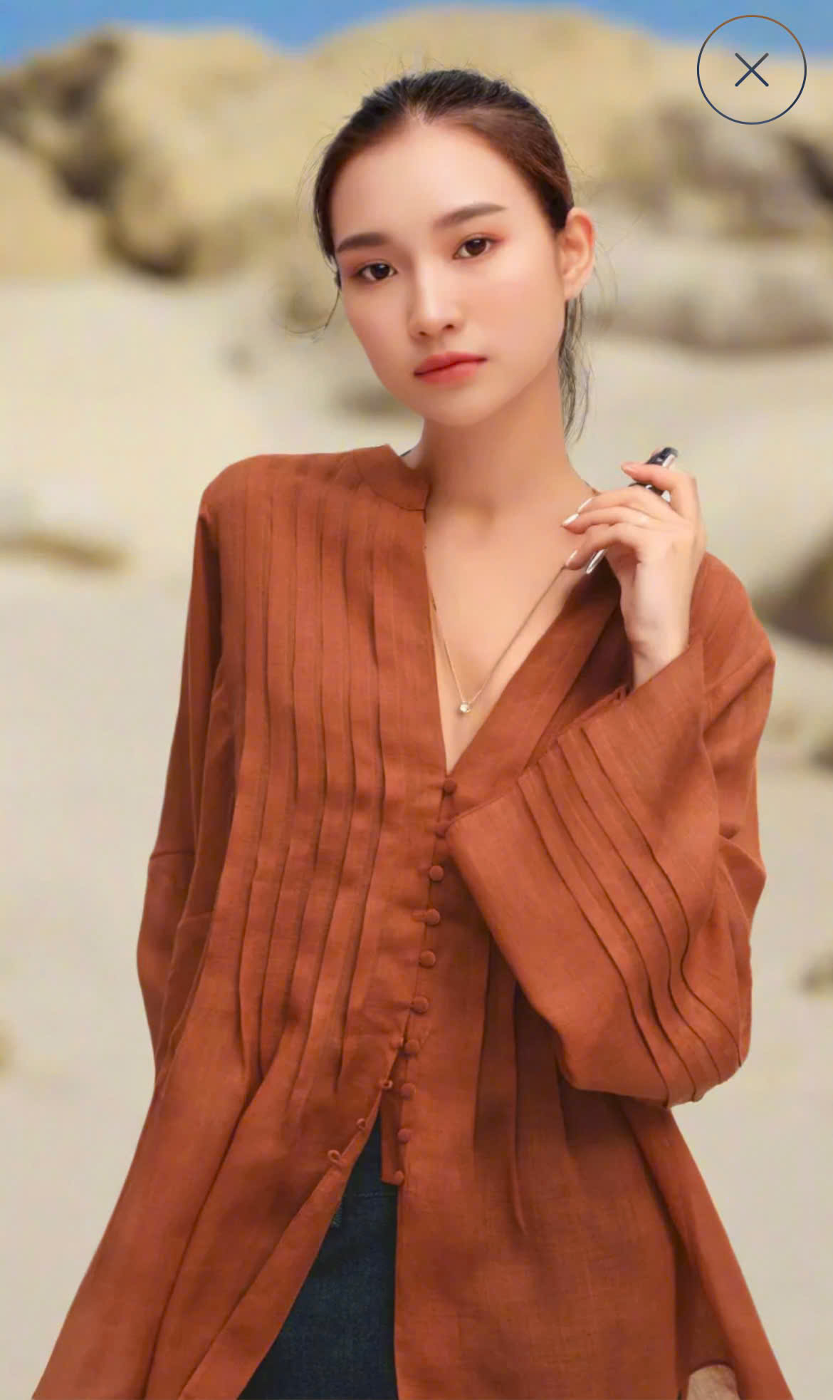 Áo Kiểu Xếp Ly Linen Thu Cầm TOP241ORANGE thời trang thiết kế Hity