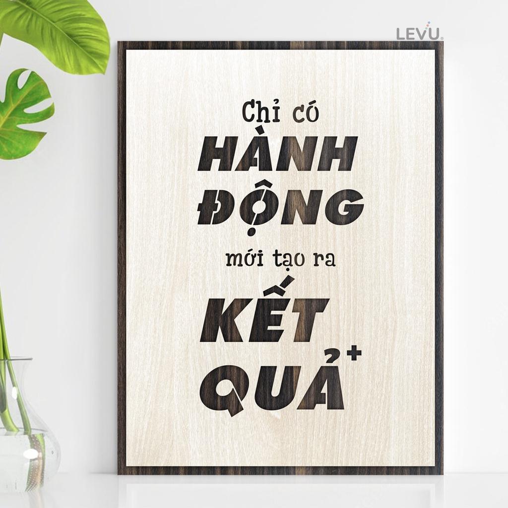 Tranh treo tường bằng Gỗ handmade khắc laser chữ slogan tạo động ...