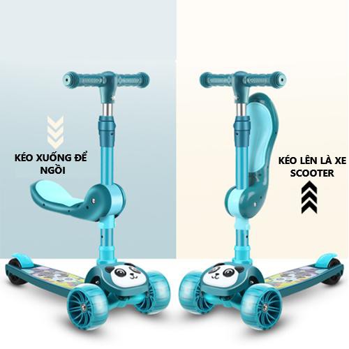 Xe Trượt Scooter 3 Bánh Cho Bé, Xe Trượt Scooter Có Ghế Gấp Gọn G21, Kèm Đèn LED Phát Sáng và Phát Nhạc