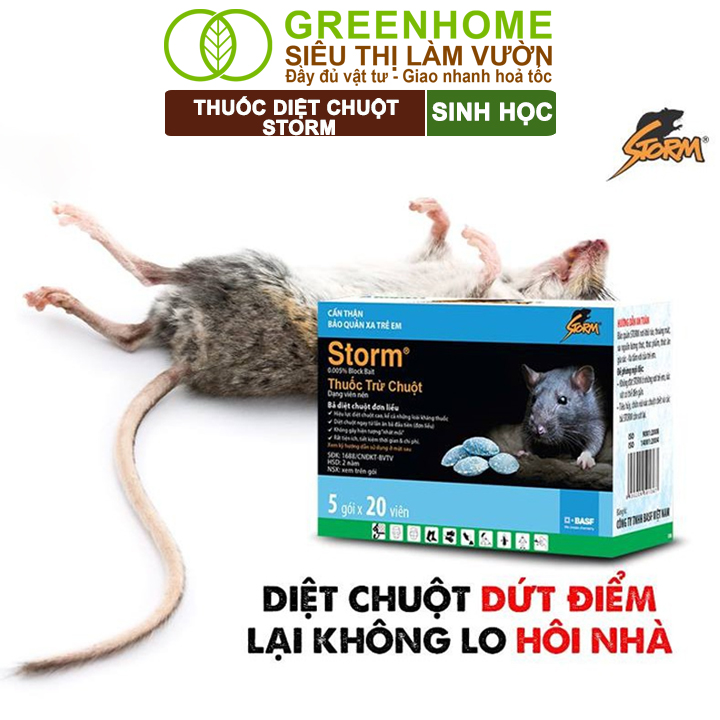 Thuốc Diệt Chuột Greenhome, Storm, Sinh Học Thế Hệ Mới, Tận Gốc, Cả Tổ, An Toàn Với Người, Vật Nuôi