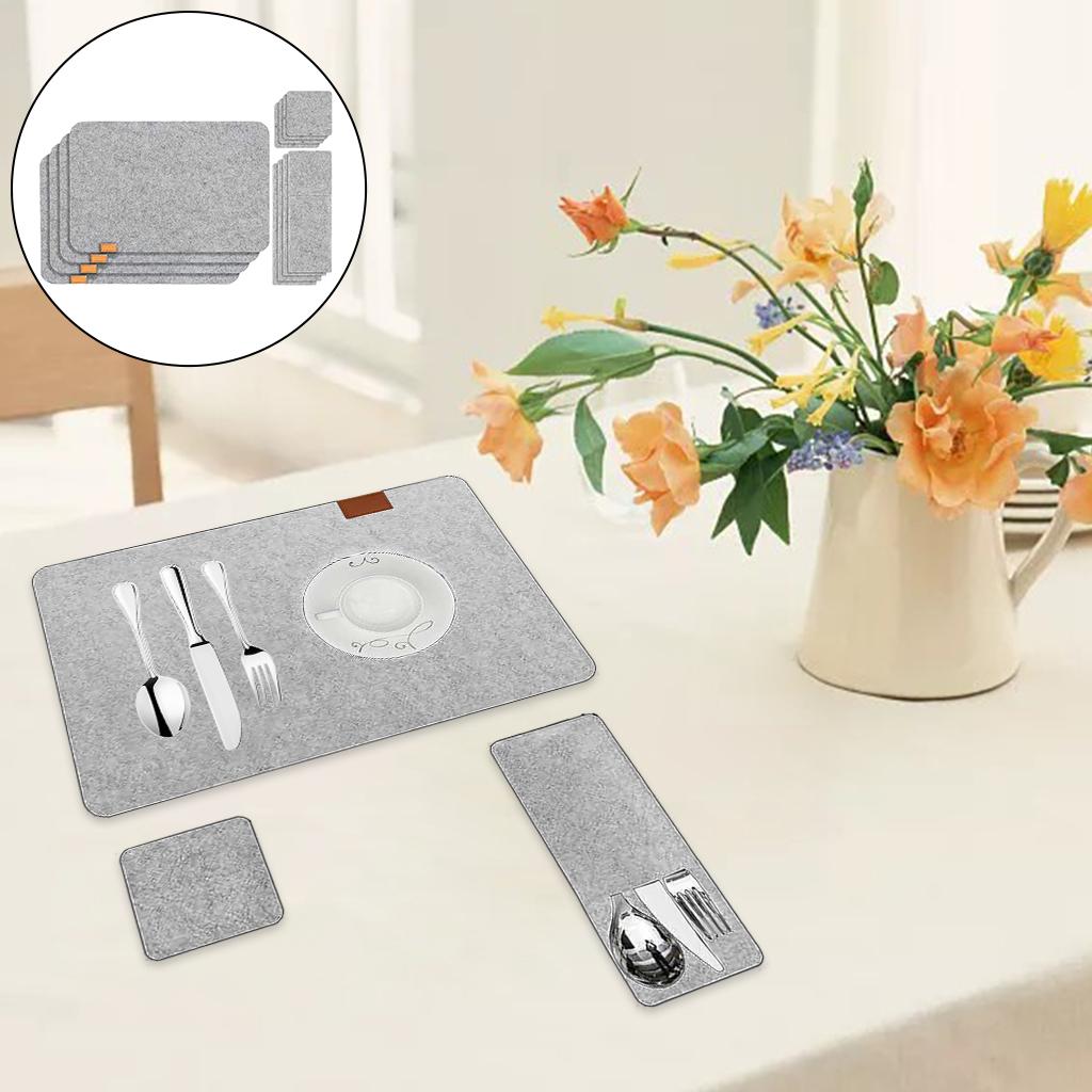 Set of 4 Felt Place Mats Coasters Dining Table Placemat Non-Slip Grey
