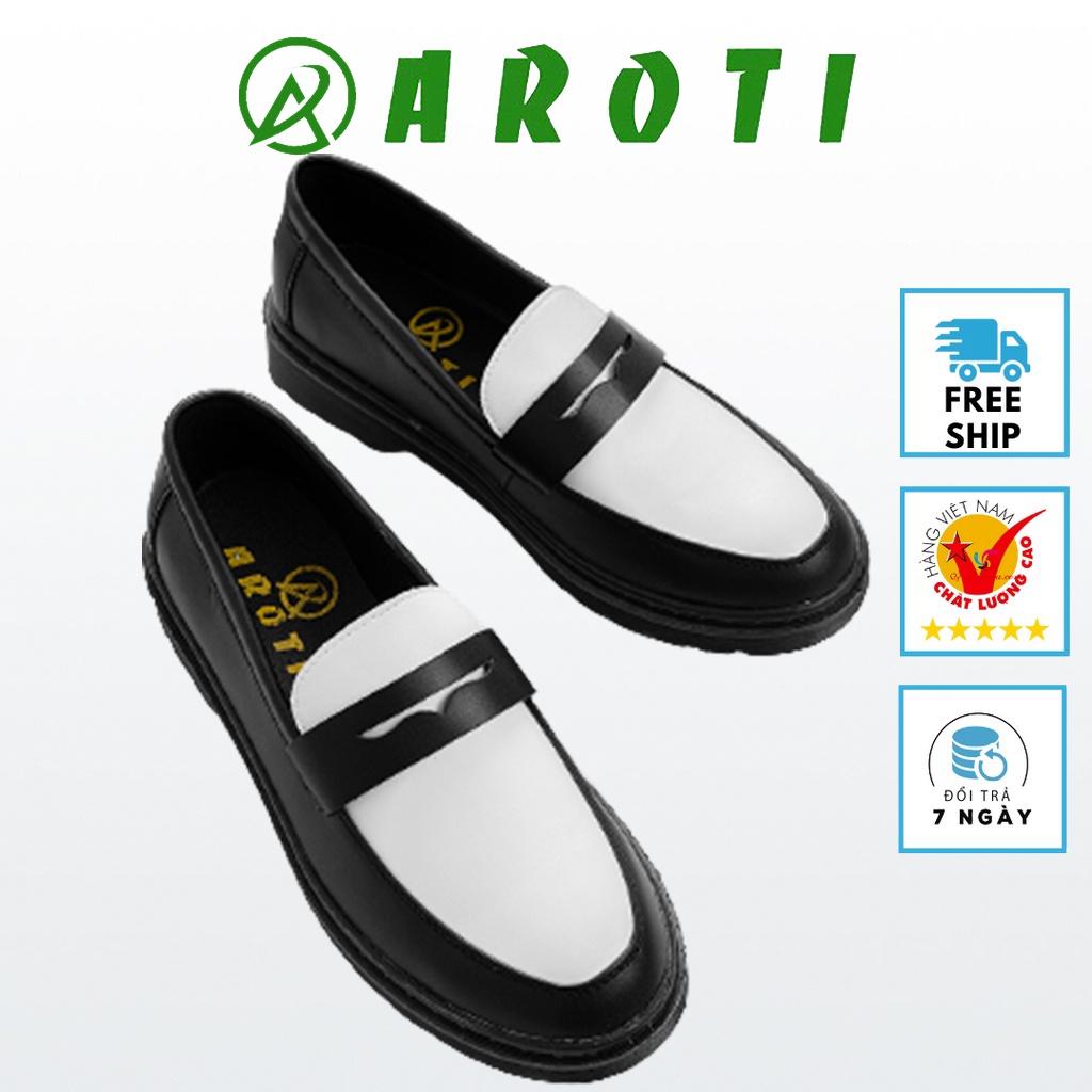 Giày Loafer Nam AROTI Dáng Lười Chất Da Đẹp Cao Cấp,Đế Khâu Chắc Chắn, Tăng Chiều cao 3 cm Đủ size G608-TRANG