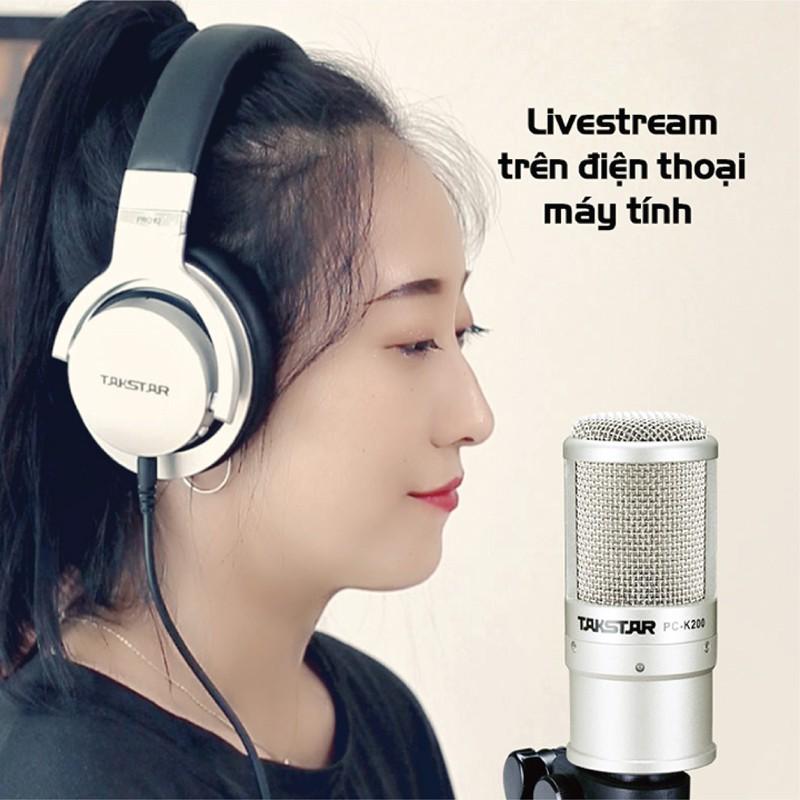 Mic thu âm Takstar PC-K200 Thu Âm Hát Livestream Phòng Thu Chuyên Nghiệp Âm Thanh Sống Động - Hàng Chính Hãng