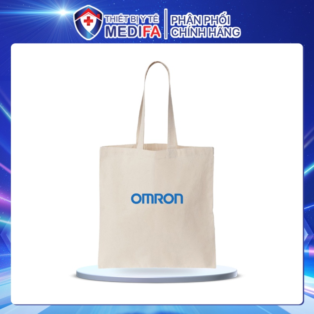 [QUÀ TẶNG] Túi Vải Canvas Logo OMRON Việt Nam phong cách Hàn quốc, có khóa miệng ngăn phụ bên trong tiện dụng